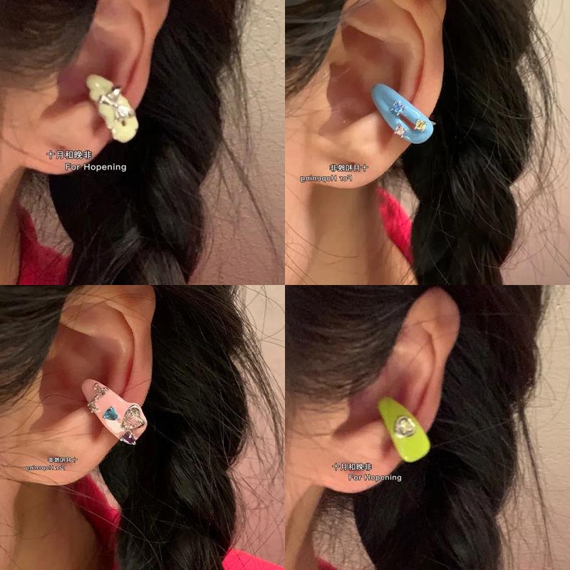 Sweet Colorful Zircon Ear Cuff Ear Clip for Women No Pierced Candy Geometric Earcuff Ear Wrap Earcuff Clip Wedding Jewelry