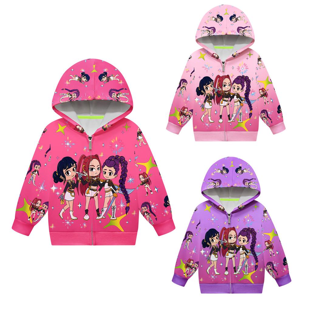 Dívčí mikina 3D kreslená bunda mikina hudba na zip s kapucí dlouhý rukáv topy