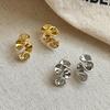 PONYKISS  Silver Needle Twisted Flower Stud Earring for Women Trendy Fashion  Minimalist Plant Accessories