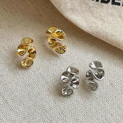 PONYKISS  Silver Needle Twisted Flower Stud Earring for Women Trendy Fashion  Minimalist Plant Accessories