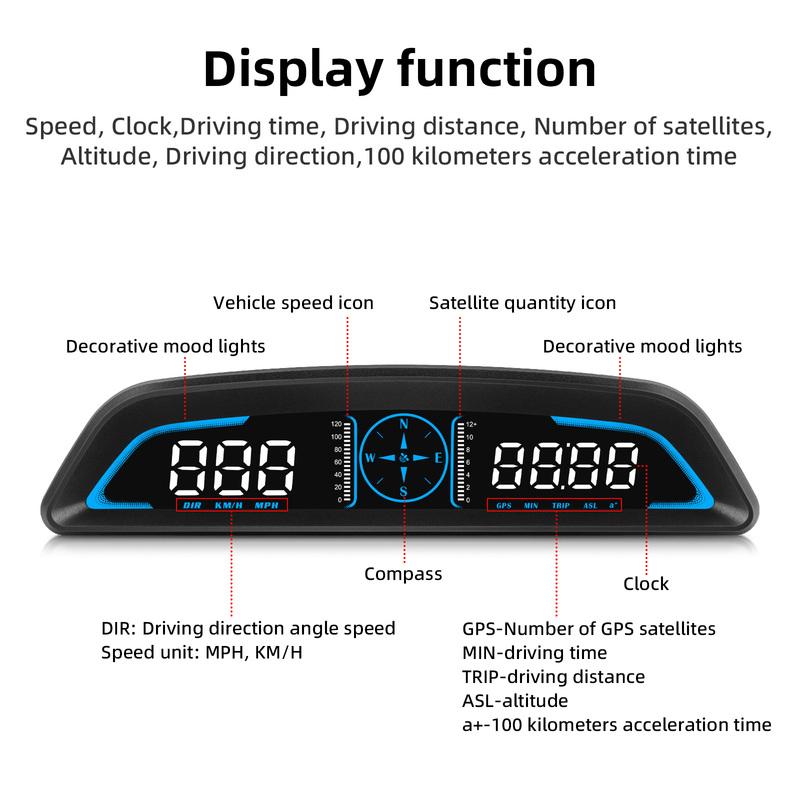 Head Up Display G3 GPS HUD Auto Speedometer Digital Alarm Reminder Meter For All Car 12V Electronics Accessories RPM Water Temp
