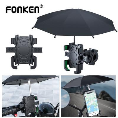 FONKEN Soporte de teléfono para motocicleta con Mini sombrilla, paraguas, soporte para bicicleta y motocicleta, decoración de espejo retrovisor para manillar