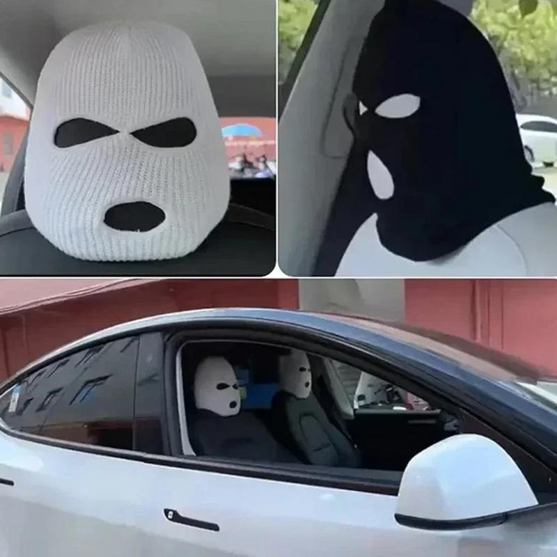Funny Car Seat Covers Ghost Protector Headrest Covers Universal Fit Balaclava 3Hole Full Cover Halloween Christmas Funny Car