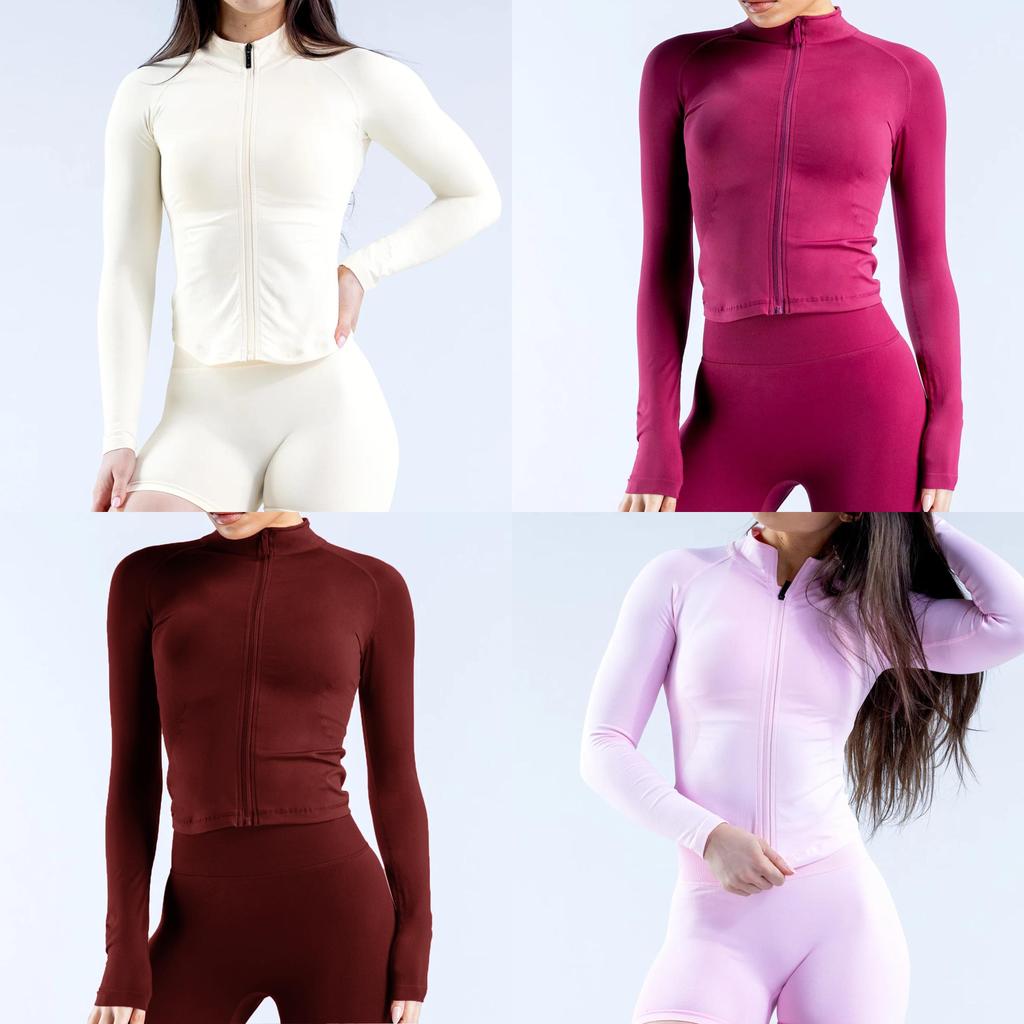 Seamless Long Sleeve Yoga Jacket With Zipper For Women Fitness And Running Activities