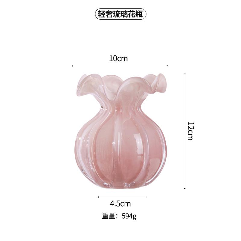 

Glass Vase Purple Pink Lace Flower Arrangement Container Table Top Hydroponic Exquisite Dining Table Floral Vase Home Decoration