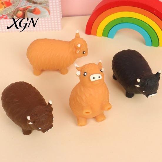 Relaxation Hand Toy Highland Cow Squeeze Anxiety Relief Cattle Sensory Soft Stretchy Animal Pinch Home Office Tool Stress