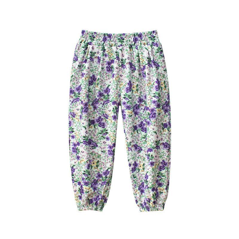 27Home Children's Clothing Summer New Mosquito-Repellent Pants for Babies, Children's All-Over Floral Print Thin Casual Pants for Girls