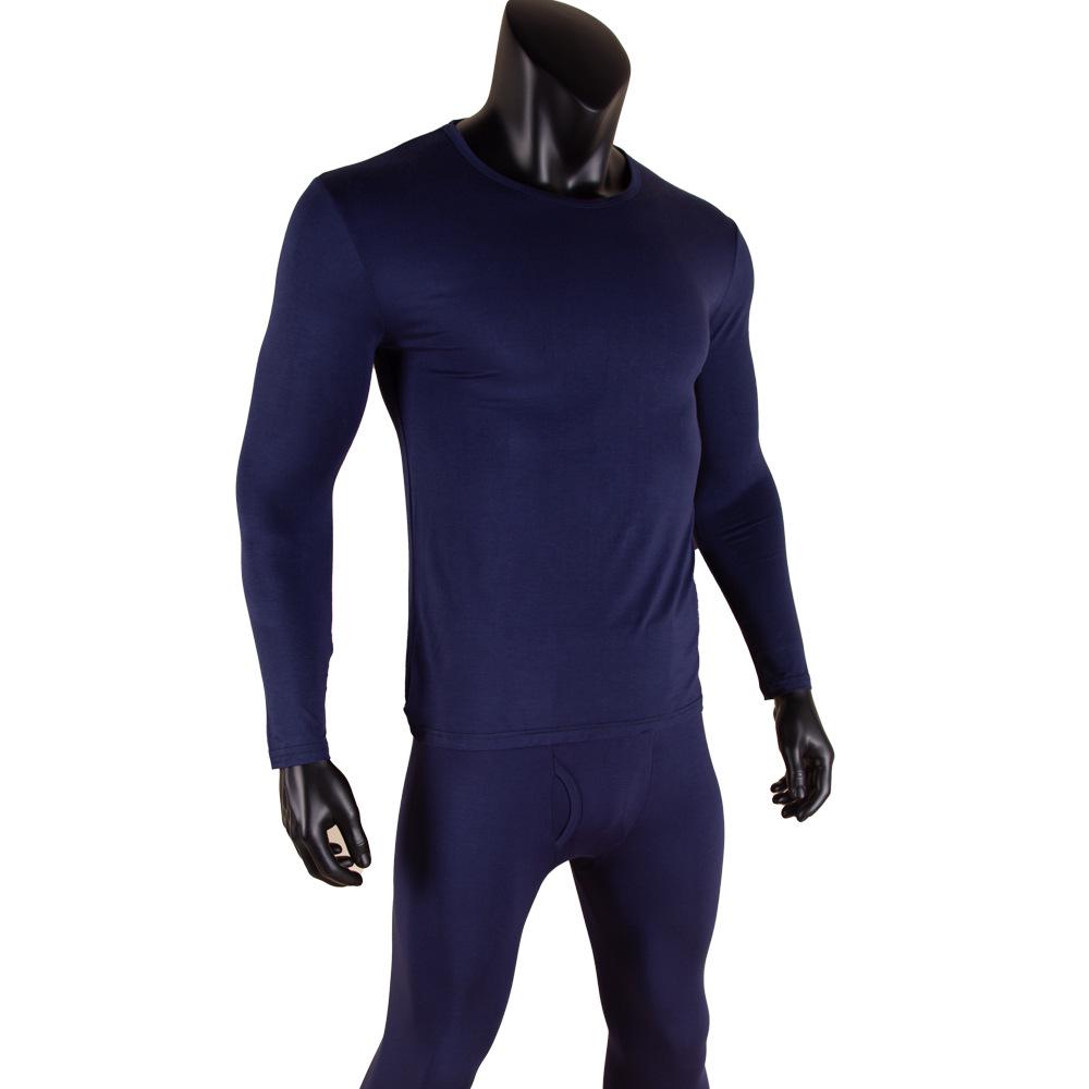 Men's Modal Cotton Long Sleeve Thermal Underwear Set - Lightweight Round Neck Base Layer for Autumn & Winter