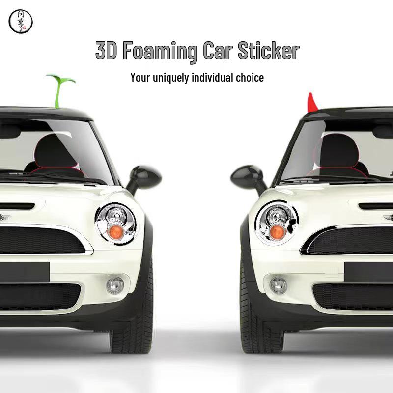 3D Sapling Bean Sprout Devil Horn Car Roof Sticker - Cute Anti-Collision Decoration