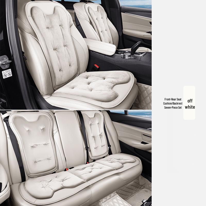 Plush Car Seat Cushion with Backrest - Thickened for Autumn/Winter Warmth