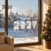 New Year 2027 Party Decor 4PCS Christmas Static Window Clings, Nordic Snow Town Decoration for Store Snowflake Stickers, Reusable Glass Decals