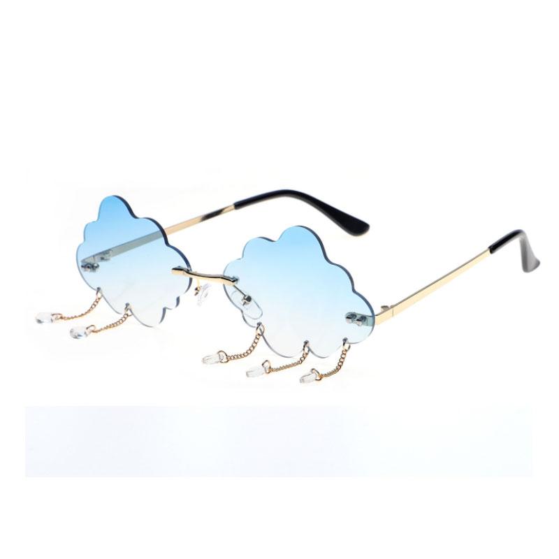 Vintage Clouds Tassel Ladies Sunglasses Steampunk Rimless UV400 Women's Fashion Shades