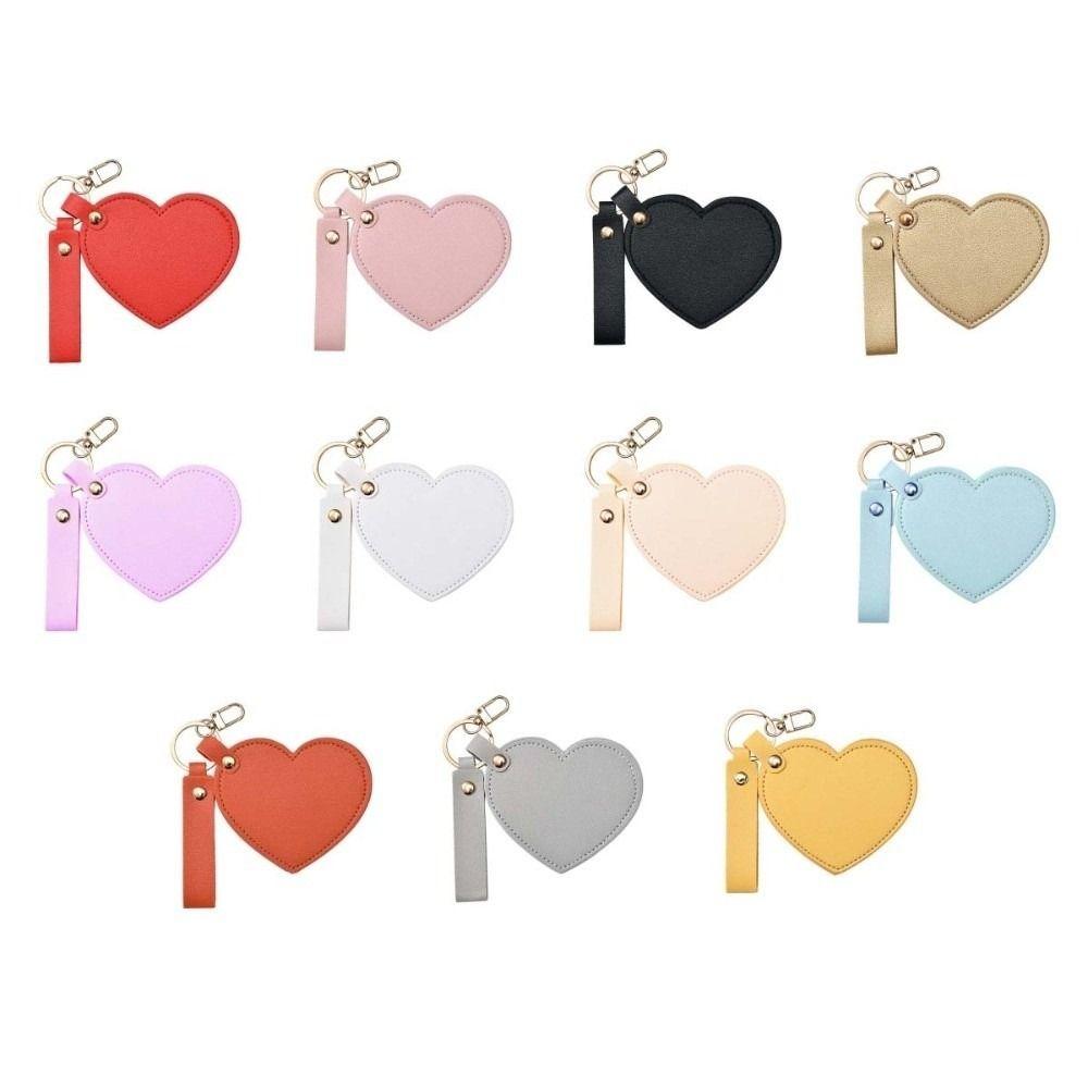 Rotate Small Mirror Love Heart Makeup Mirror Korean Style Colorful Love Keychain  Women