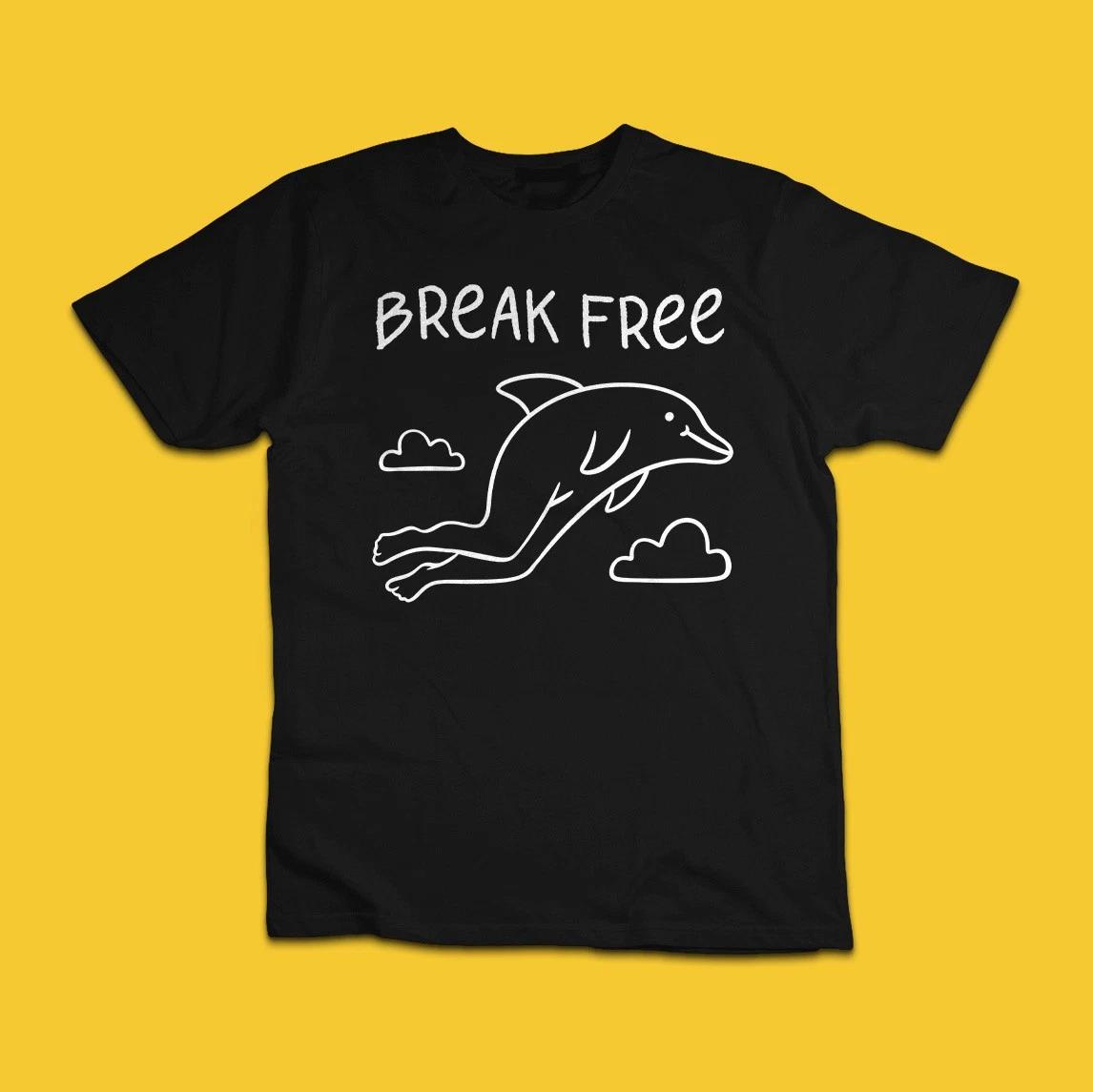 Break Free Dolphin T-Shirt | Inspirational Ocean Graphic Shirt M