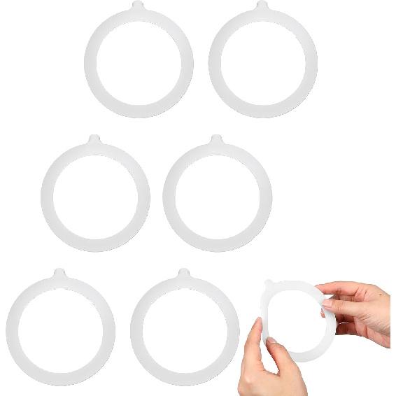 6pcs 4.53 Inch Silicone Sealing Ring Silicone Replacement Gaskets Rubber Seals for Mouth Glass Jars (White)