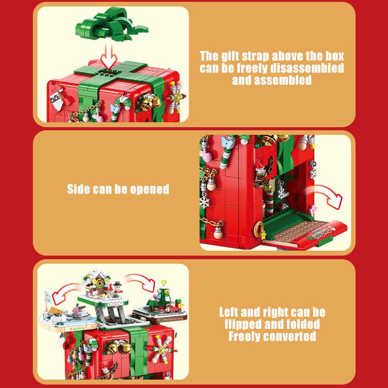 Creative Merry Christmas Mechanism Box Santa Claus Building Blocks Snowman Xmas Tree MOC Bricks Toys For Children Christmas Gift