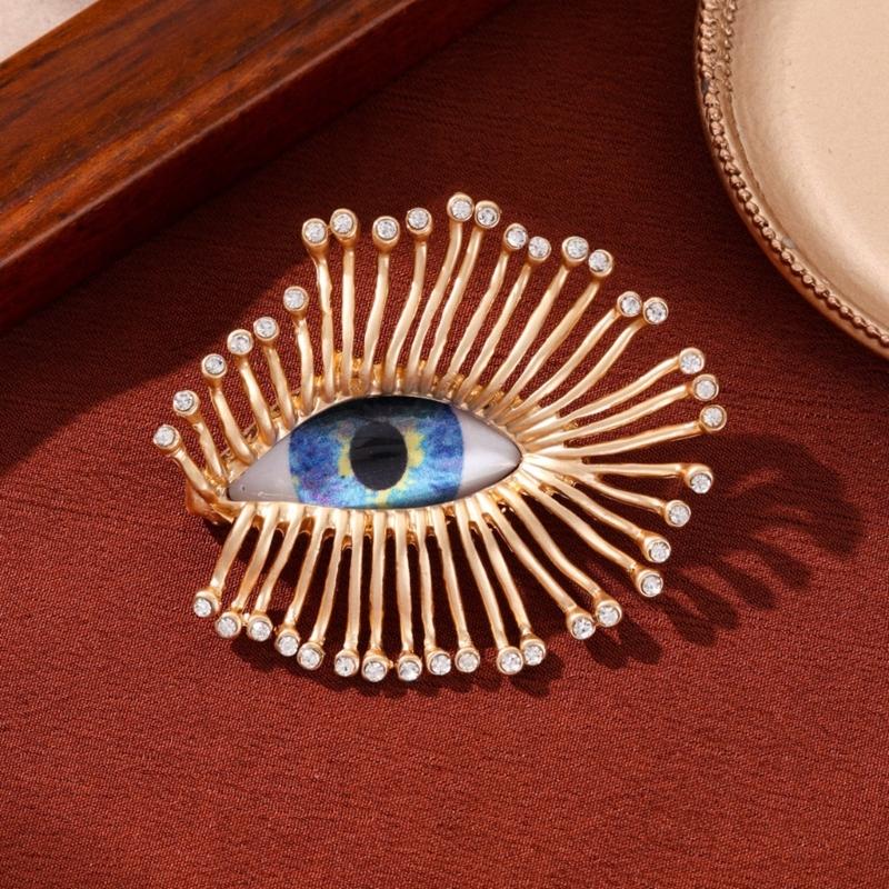 Lightweight Zinc Alloy Statement Pin Intricate Evil Eyes Charm And Crystal Embellishments Eleant Brooch Accessory