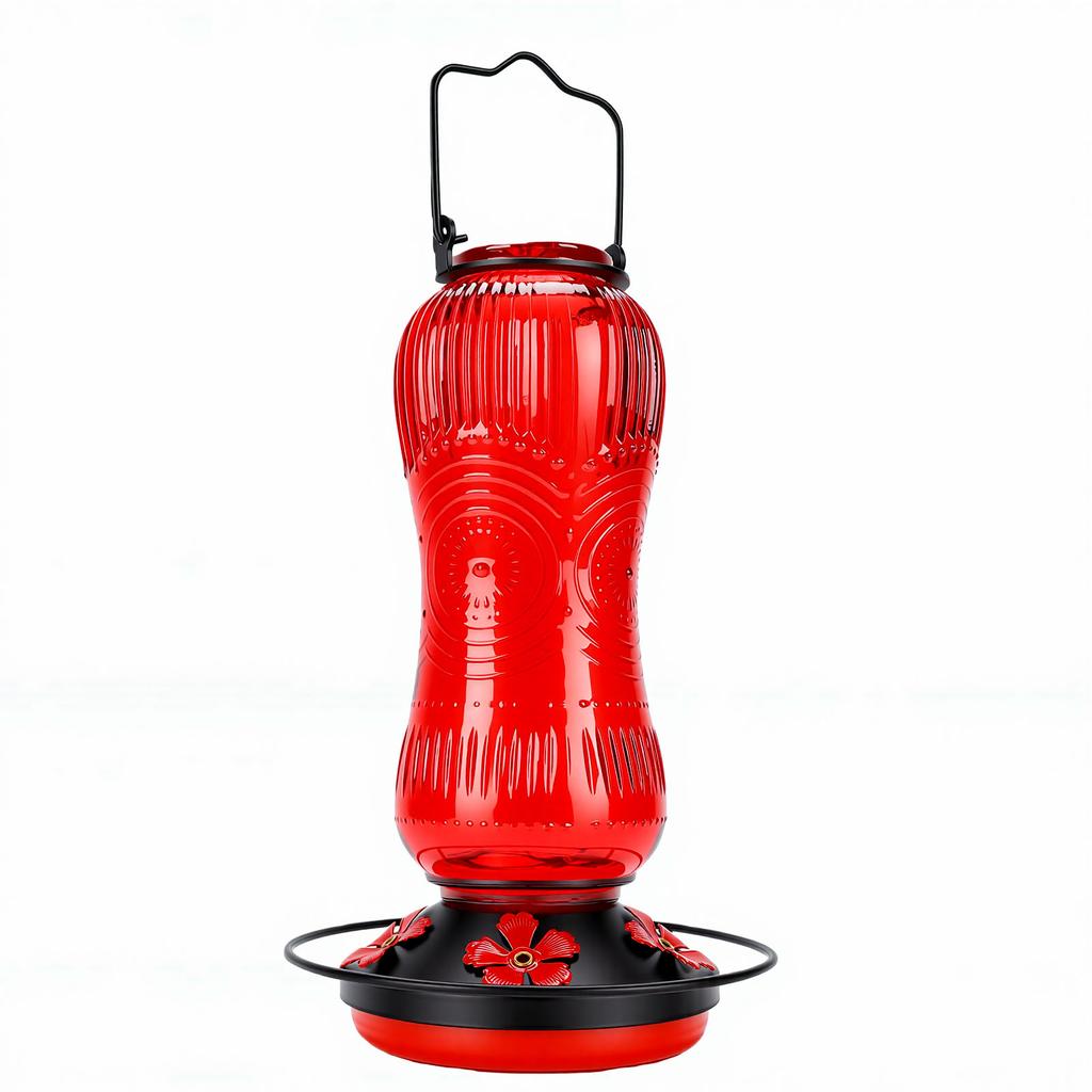 Glass Hummingbird Feeder 5 Feeding Ports Leakproof Easy Refill Hanging Bird Feeder for Outdoors