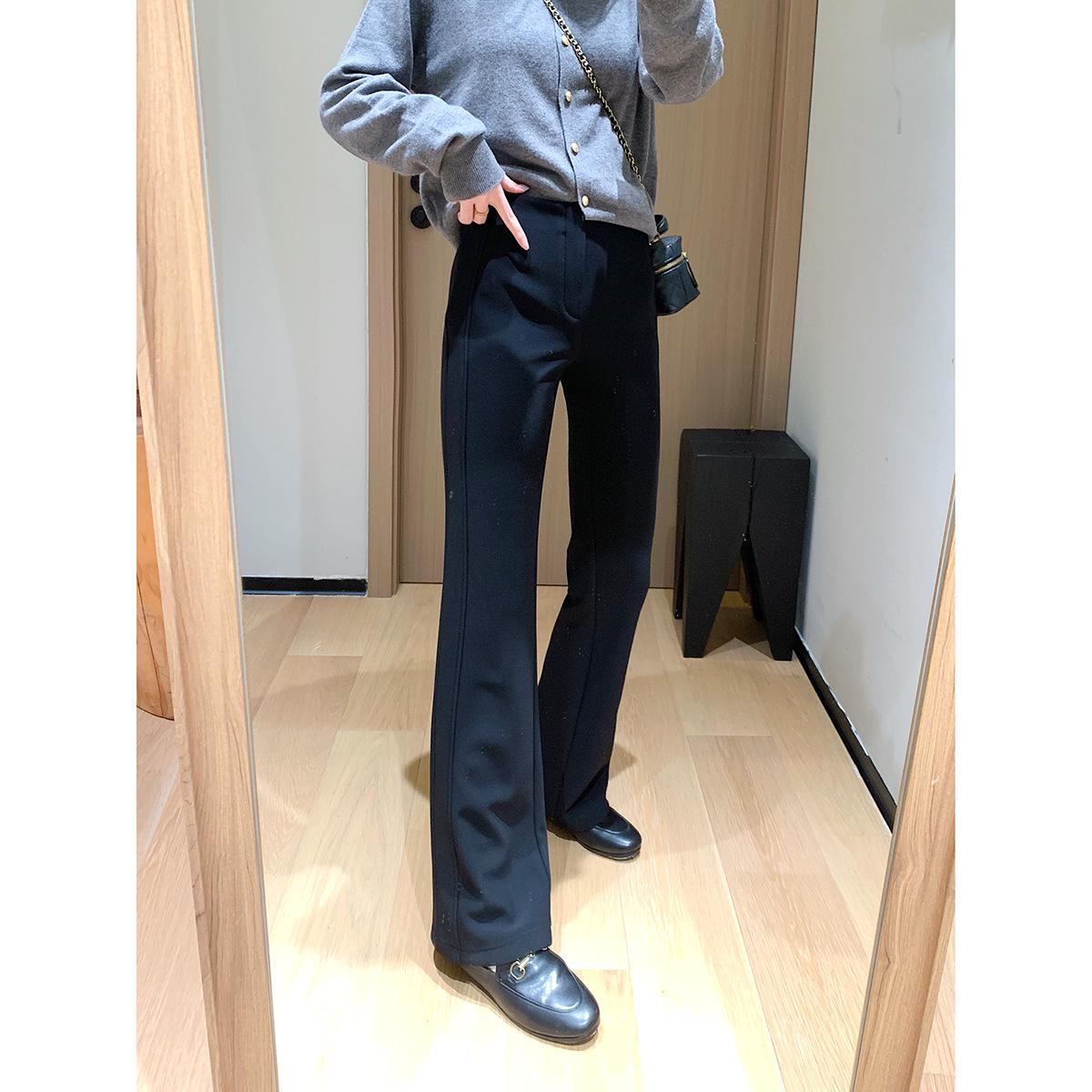

Exclusive DIY Black Anti-Pilling Split-Line Velvet Flare Pants - New Versatile Casual Style Size 30 чёрный