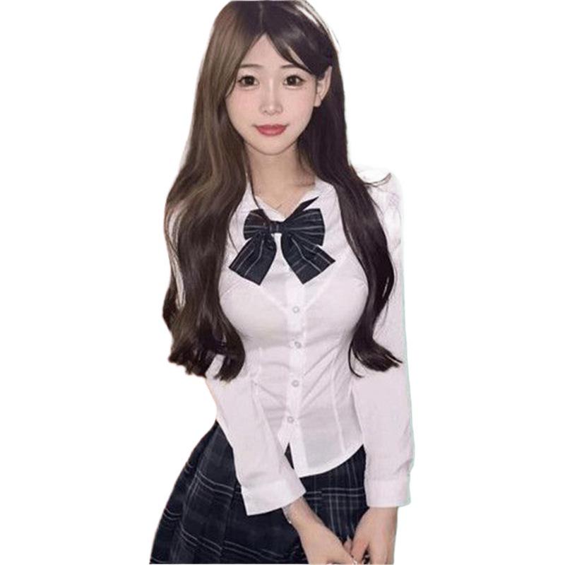 New Autumn/Winter JK Uniform: Pure White Slim Fit Shirt & Versatile Long Sleeve College Style Outerwear