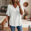 Women's V-Neck Short Sleeve Loose Fit Casual Pullover Shirt for Spring and Summer