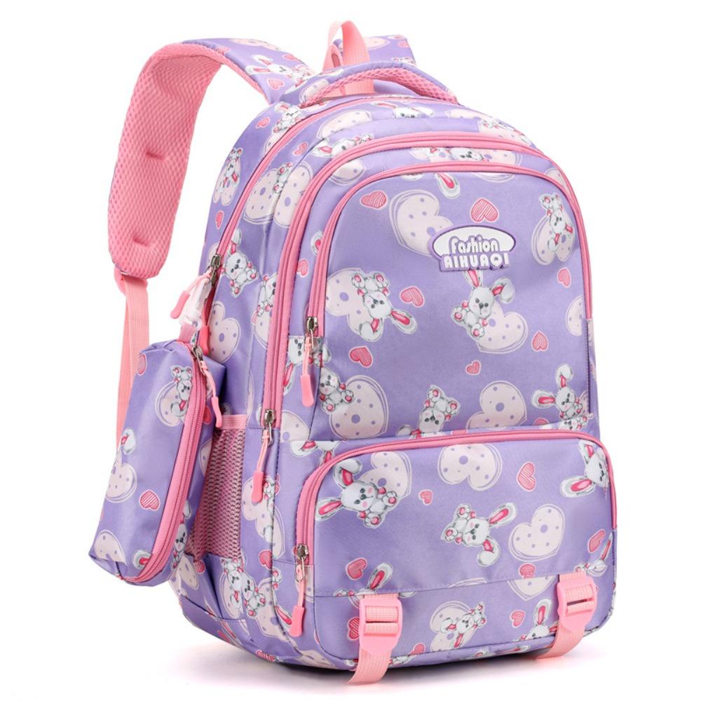 Oxford Cloth Student Schoolbag Rabbit Large Capacity Backpack Cartoon Shoulders Bag  Outdoor фиолетовый