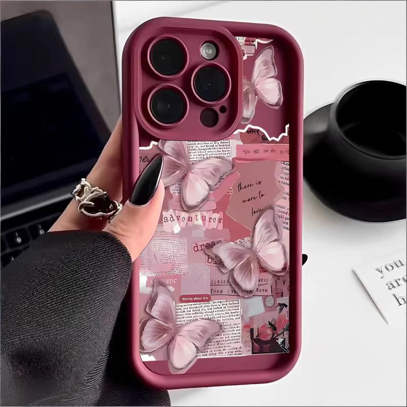

Pink Butterfly Phone Case for Samsung Galaxy A56 A55 A36 A35 A26 A25 A15 5G A24 A23 A22 A52 A71 A72 4G Cover A25