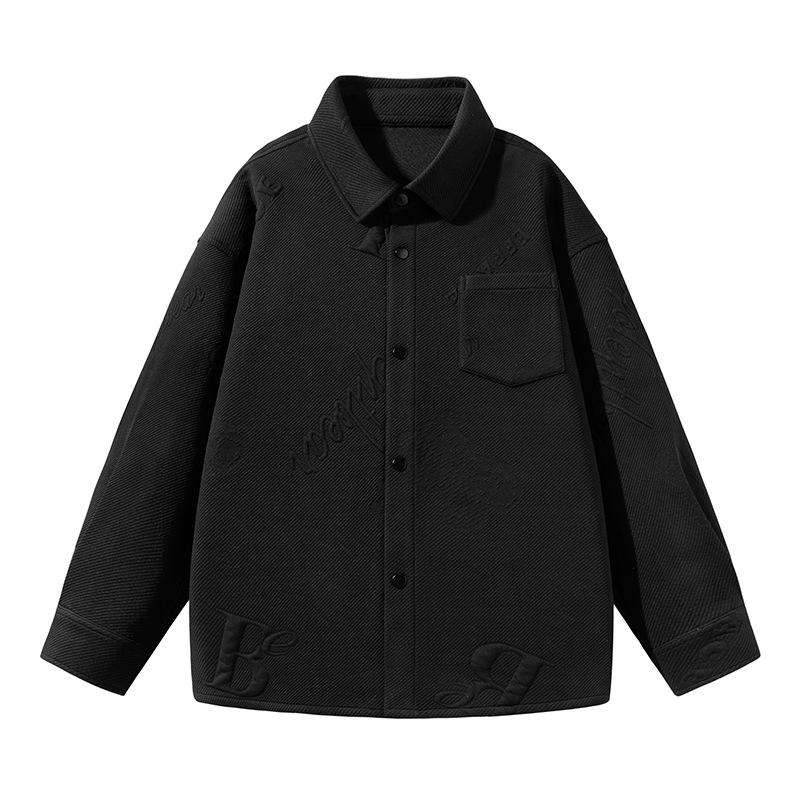 

Модная свободная толстовка с отворотом для подростков, универсальный модный топ, кардиган, однобортная рубашка, персонализированный пиджак. 3XL