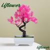 1PC Pink Desktop Artificial Bonsai DIY Home Garden Outdoor Floral Green Plant Flower Arrangement Gift Decoration