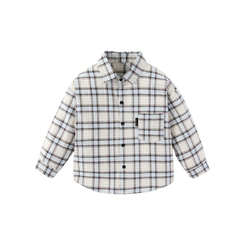 Pure Cotton Kids Shirt Gingham Spring and Autumn Boys and Girls Shirt Long Sleeves Children Lapel Cardigan Casual Tops