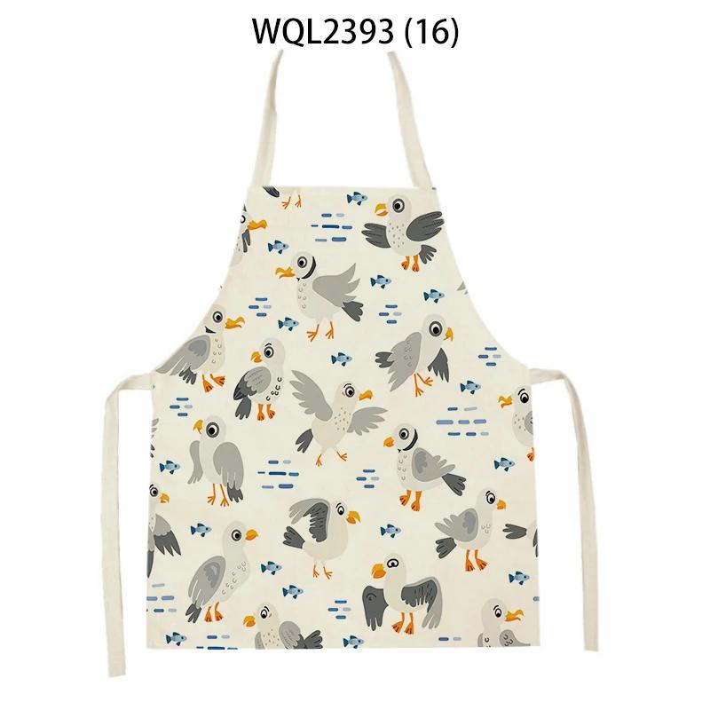 Home Kitchen Cooking Aprons Lovely Animal Bears Printed Sleeveless Linen Colorful Aprons for Men Women Baking Accessories