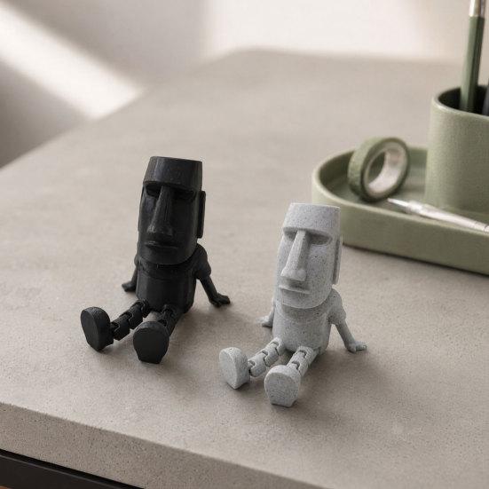 3D Printed Moai Statue Action Figure, Movable Joints Articulated Easter Island Rock Sculpture, Mini Desk Toy Ornament for Office Home Decor