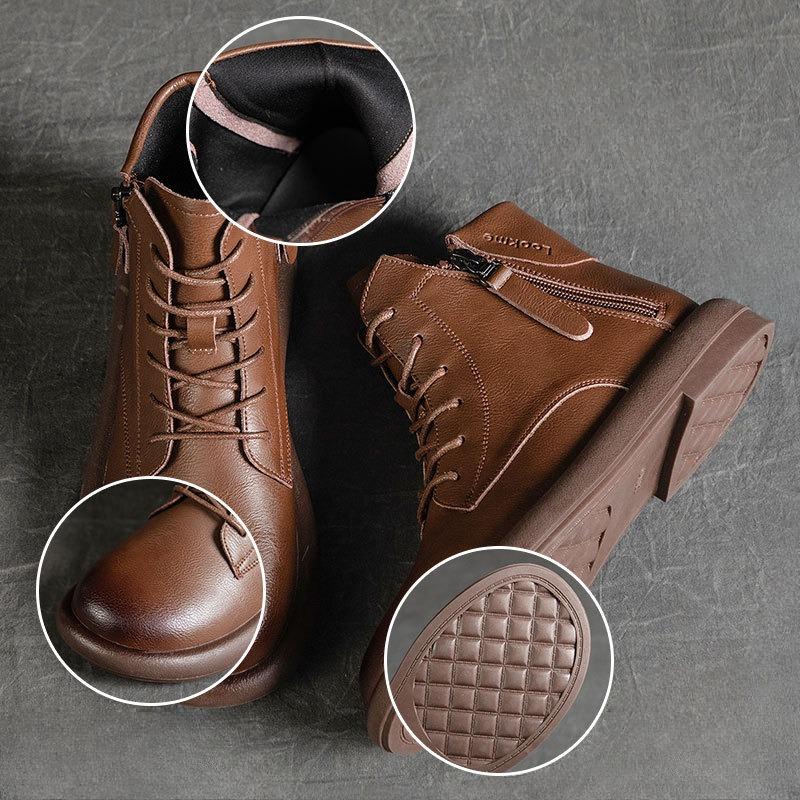 Plus-size Boots Women's Soft-soled Ankle Boots Flat Single Boots Rubber-soled Retro Low-top Shoes