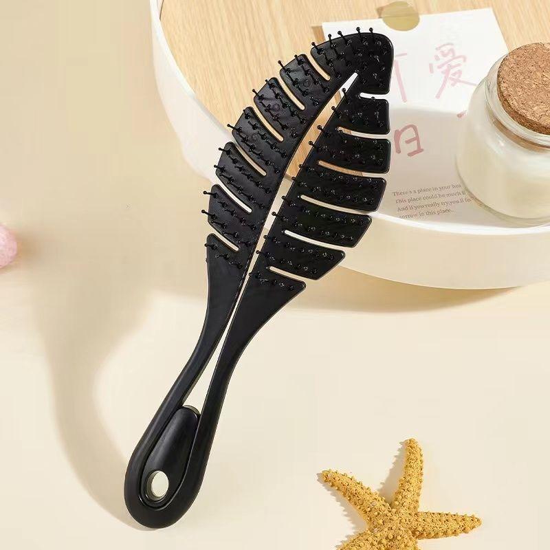 Viral Leaf-shaped Volumizing Cushion Comb, Portable Massage Rib Comb for Women, Detangles Hair, Creates Fluffy Hairstyle, Ideal