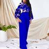 Large Size Women's Clothing New Fashion Printed Strap Top Wide Leg Pants Two-piece Set