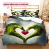 1PC Grinch Pattern Bedding Quilt Set Quilt Cover Pillowcase Home Decoration Birthday Gift (1 * Duvet Cover + 2 * Pillowcase, Without Core)