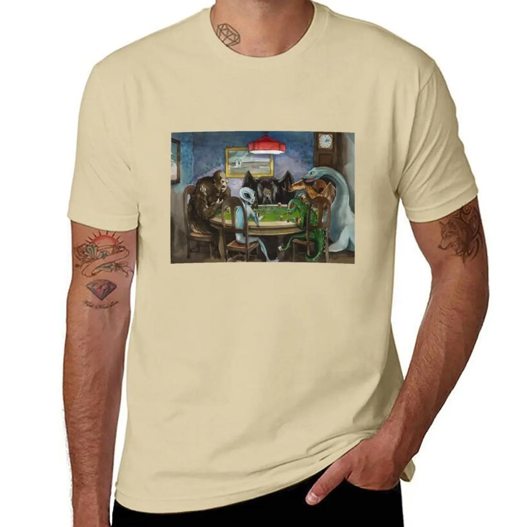 Cryptids playing poker TShirt quick drying anime t shirts men
