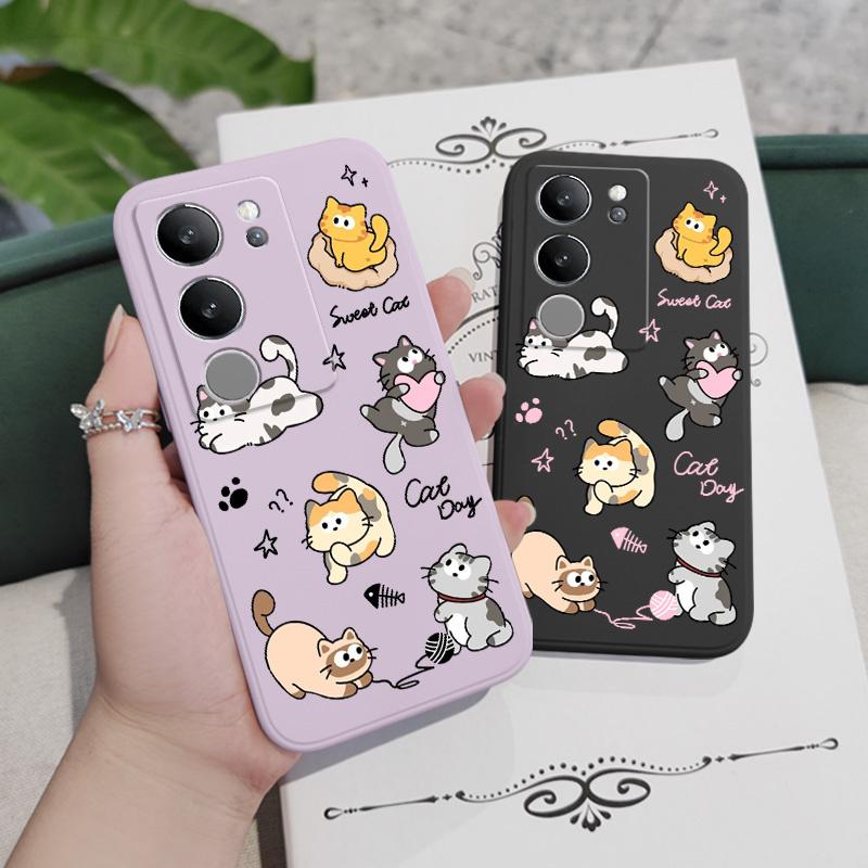 Cat String Ball Case For VIVO V29 V29E V27 V27E V25 V25E V23 V23E V21 V20 Pro 4G 5G Silicone Cover