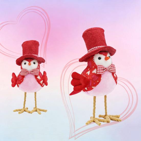 Figurky ptáčků na Valentýna Romantické stojící plyšové ptáčky lásky Ozdoba na domácí stůl Krbová římsa Víceúrovňový podnos Dekorace