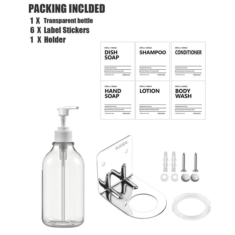 

500 мл Прозрачный дозатор шампуня и кондиционера для настенного крепления бутылки мыла для душа с этикетками сменные дозаторы для геля для душа для ванной комнаты кухни type 5