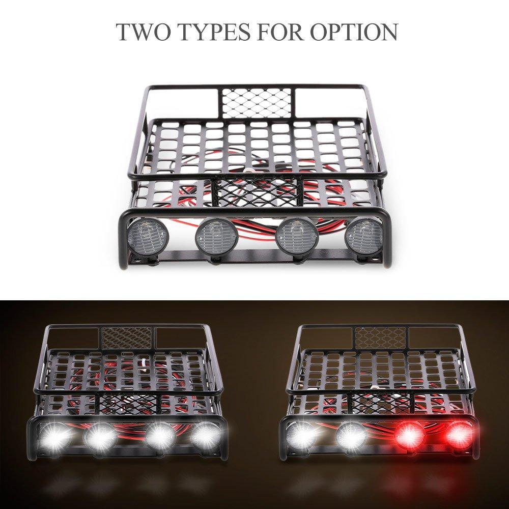 Goolsky Roof RackShelfLuggage Carrier with Light Bar for 110 Scale RC Crawlers, Axial SCX10, D90, 110, Traxxas TRX-4, Tamiya HSP, RC Car Parts