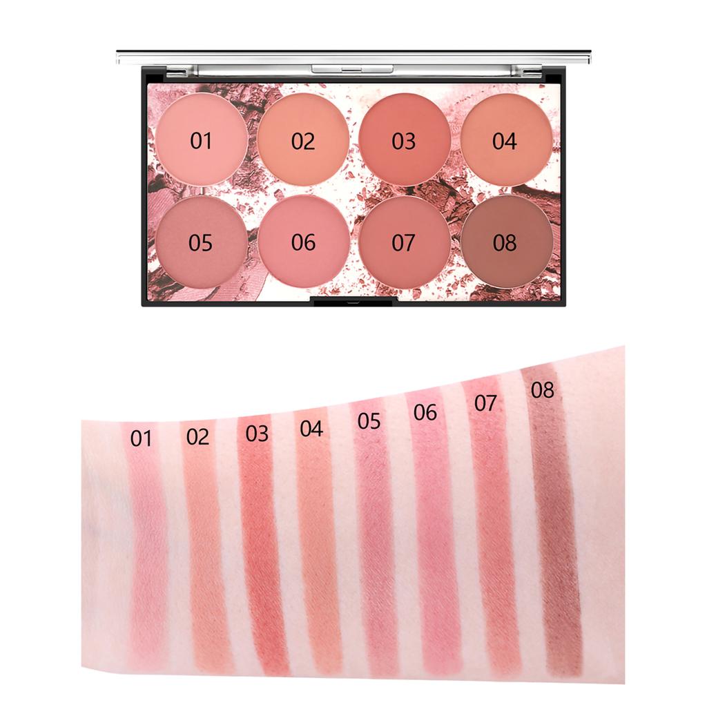 8 Color Blush Tray Matte Long Lasting Rouge Tray Makeup Accessories