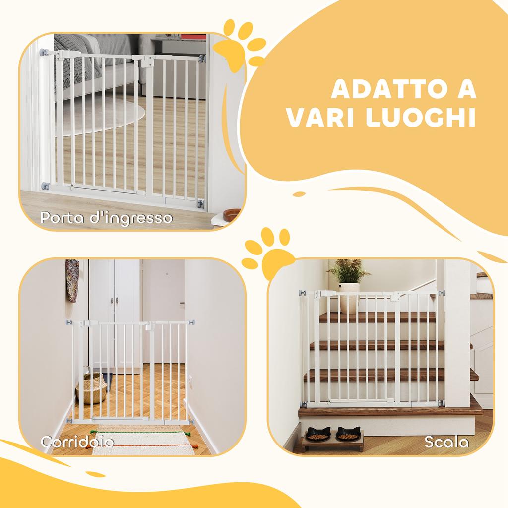 Push-fit Extendable Dog Gate with Automatic Closure, Height 76.2cm, White
