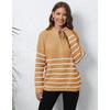 Damen Herbst/Winter Strick Streifen Patchwork Halbhoher Hals Reißverschluss Locker Gewebter Pullover