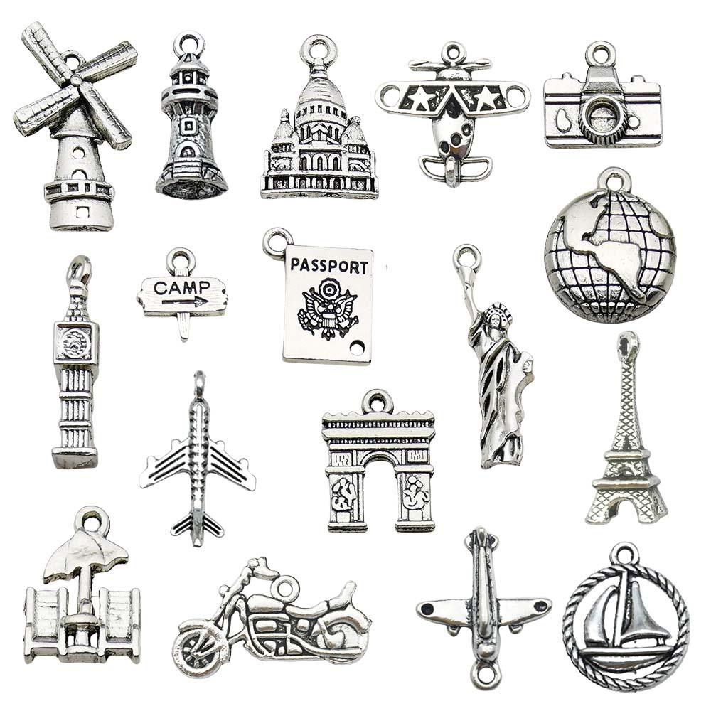 DIY Jewelry Accessories: Alloy Car, Ship, and Paper Airplane Bracelet, Earrings, and Pendant