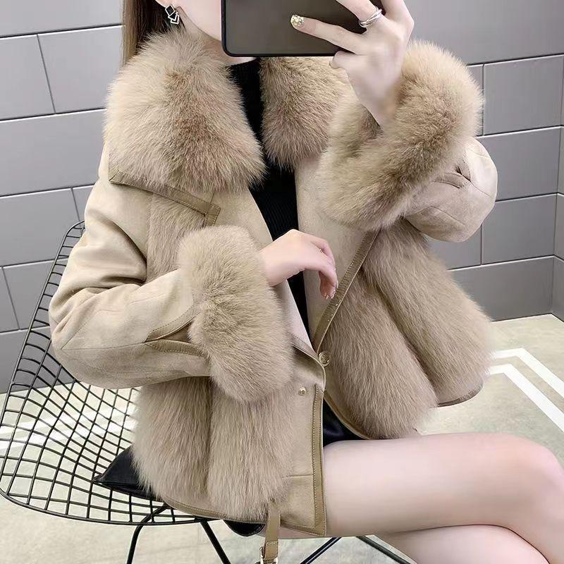 Fur Imitation Fox Hair Short Down Cotton Clothes Women's Winter New Fashion Casual Coat