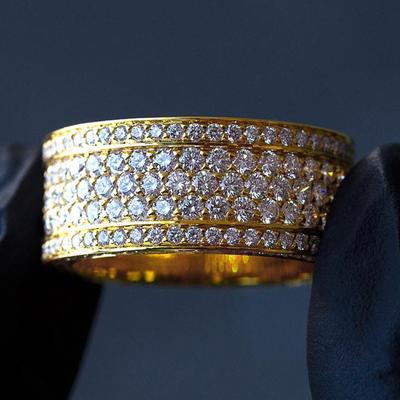 Huitan Eternity Wedding Bands Women's Rings Luxury Gold Color Paved Cubic Zirconia Simple and Elegant Female Anniversary Jewelry
