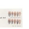 Women Press‑On Nails Pure‑Handmade Lavender Cat Eye White Rhinestone Light‑Luxury False Nail Patches