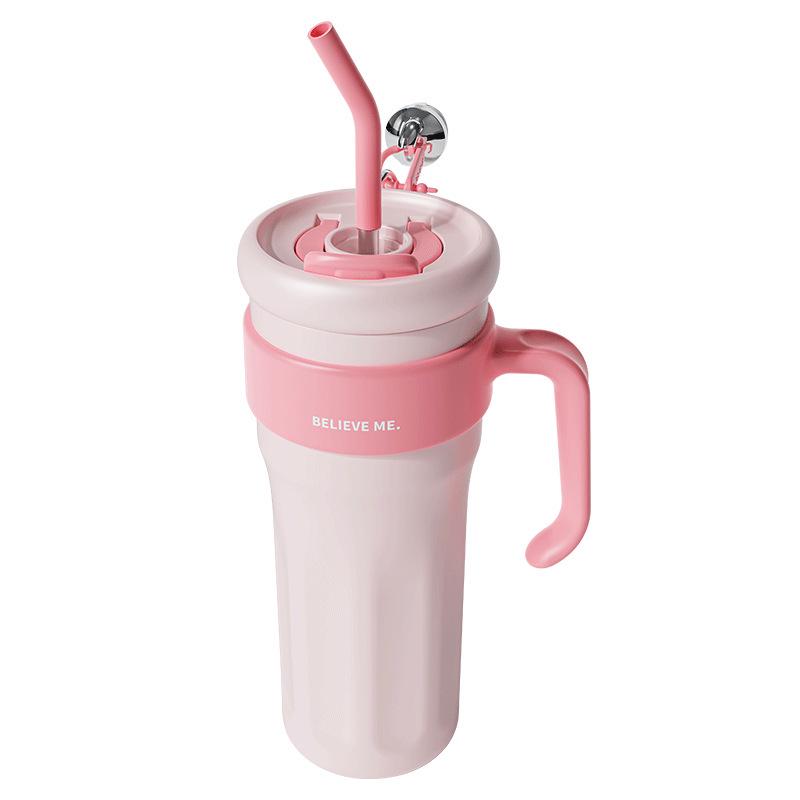 High-Capacity 316 Stainless Steel Thermos Cup with Straw for Outdoor Use