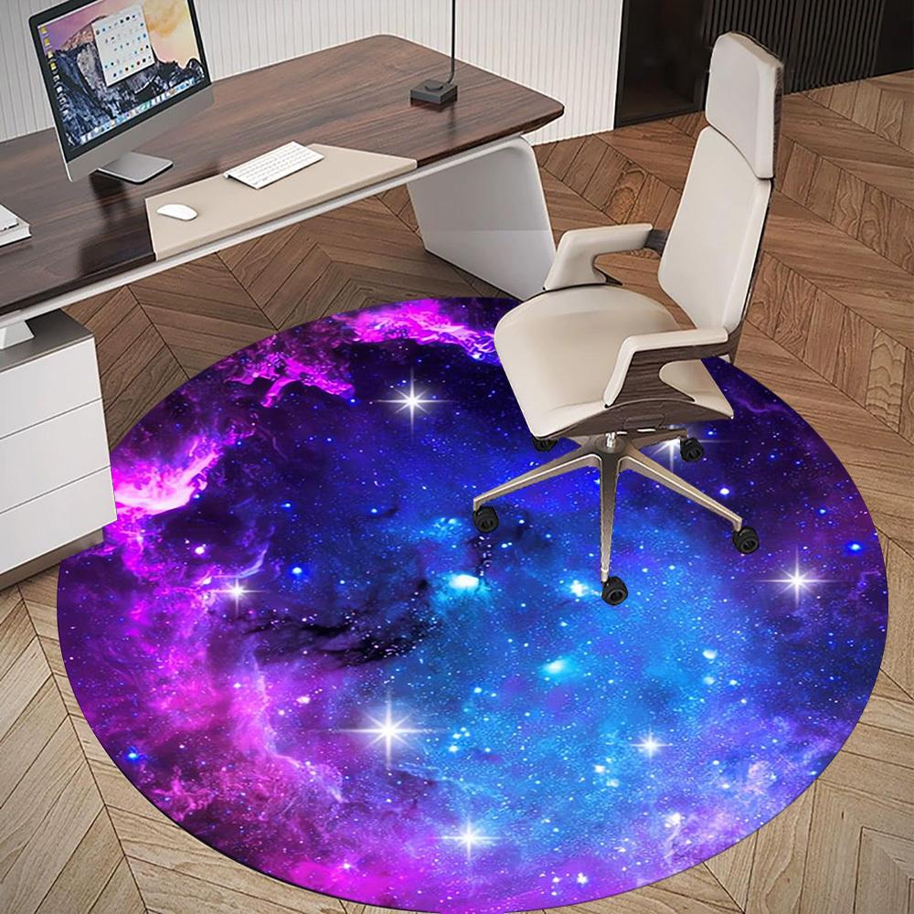 1pc Galaxy Nebula Round Chair Mat Area Rug - Non-Slip, Floor Mat for Office, Bedroom, Home Decor Christmas Gift P0811144